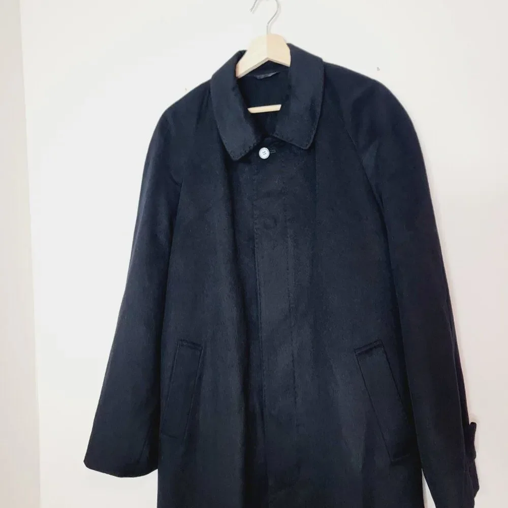 Coppley 100% Pure Cashmere Mens 3/4 Black Trench Coat Size 42 - Picture 5 of 16